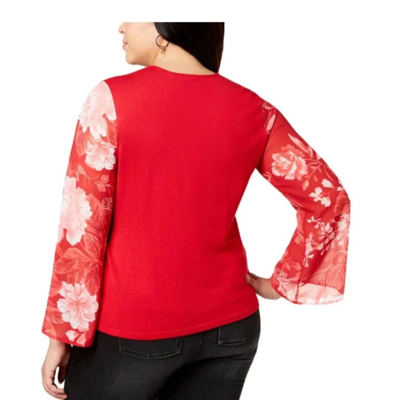 INC Womens Plus Flare Sleeve V-Neck Wrap Top Sz 3 X - Picture 2 of 8